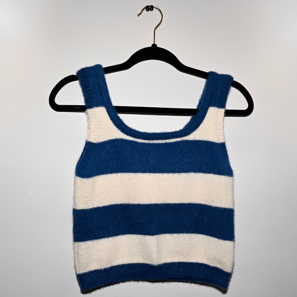 Blue striped Fleece tank top